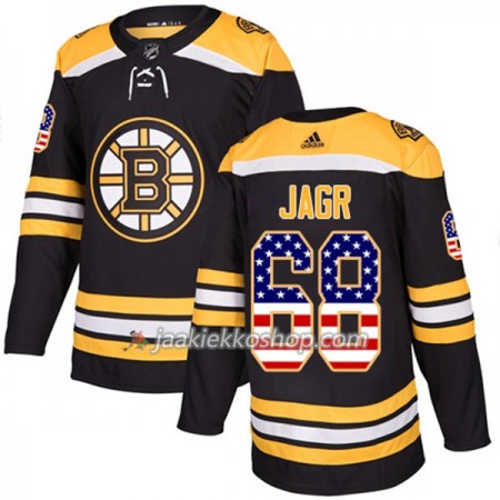 Miehille NHL Boston Bruins Pelipaita Jaromir Jagr 68 Adidas 2017-2018 Musta USA Flag Fashion Authentic
